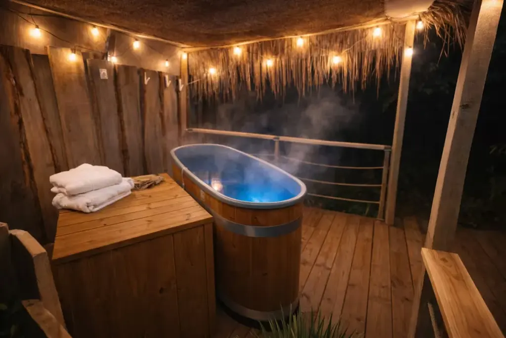 Boho Lodge : bain nordique privé en bois