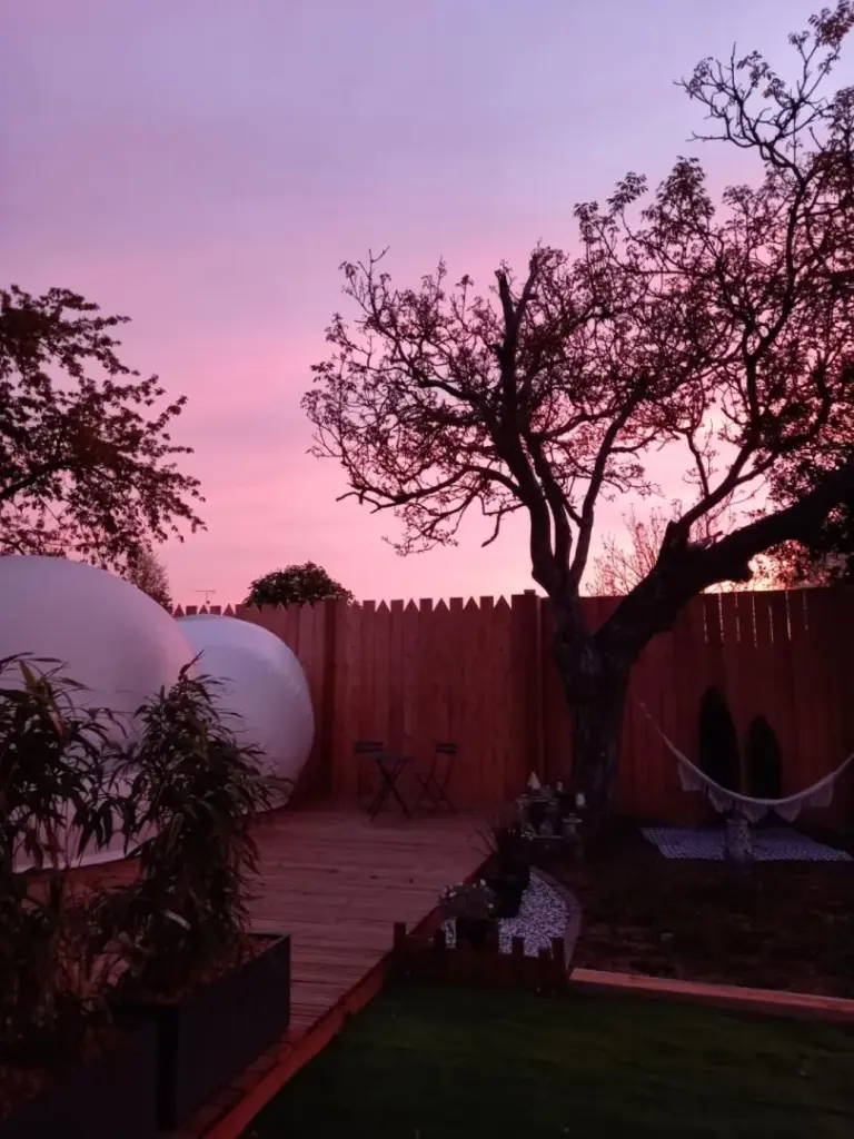 Bulle sur Rouvres : bulle au coucher du soleil