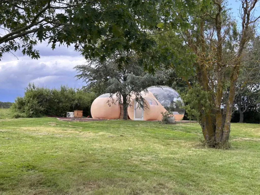 Dans ma Bulle : bulle dans le jardin arboré