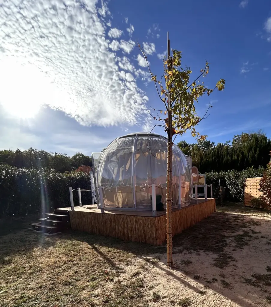 Escales en Sologne : bulle sur sa terrasse en bois