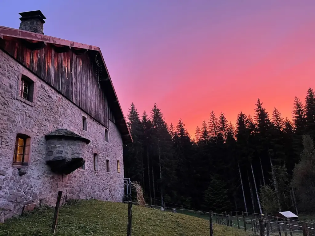 Ferme Jean des Houx : la ferme vosgienne au crépuscule