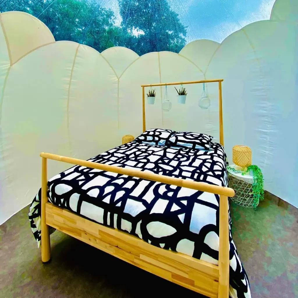 L'Étape en Forêt : chambre semi-transparente