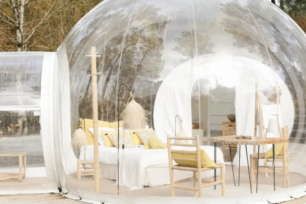 Les Bulles de Bordeaux : intérieur de la bulle transparente